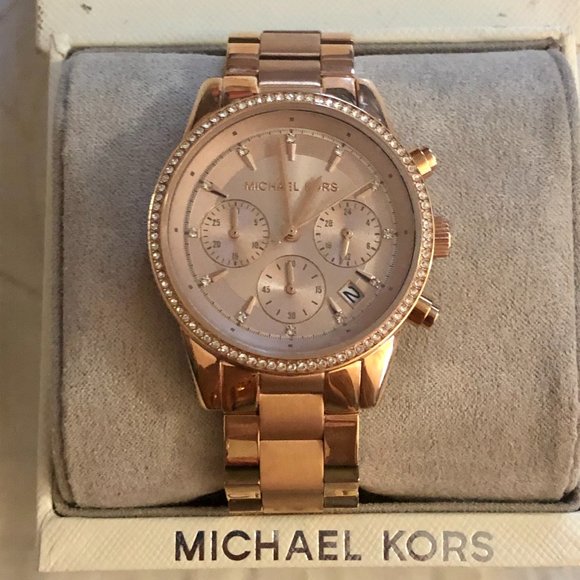 Michael Kors Ritz Pave Rose-Gold Tone Watch - Picture 3 of 3